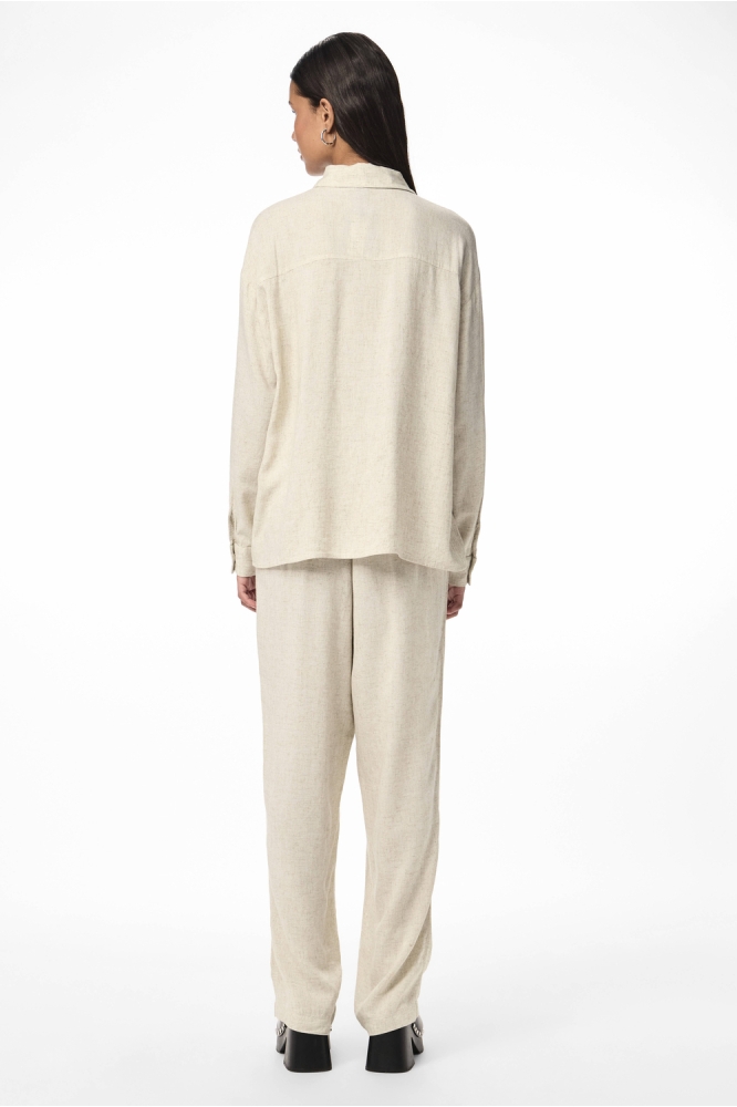 PCPIA LS LOOSE SHIRT WVN NOOS 17149315 BIRCH MELANGE